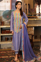 3-PC Unstitched Embroidered Lawn Shirt with Chiffon Dupatta and Trouser CS4-04